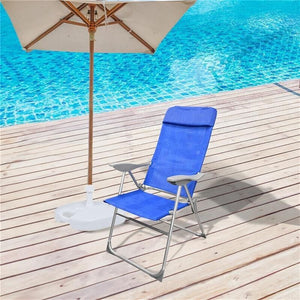 SEDIA RELAX ALTA 8 POSIZIONI IN ALLUMINIO H111X107X57CM CON BRACCIOLI E SEDUTA IN TESSUTO BLU