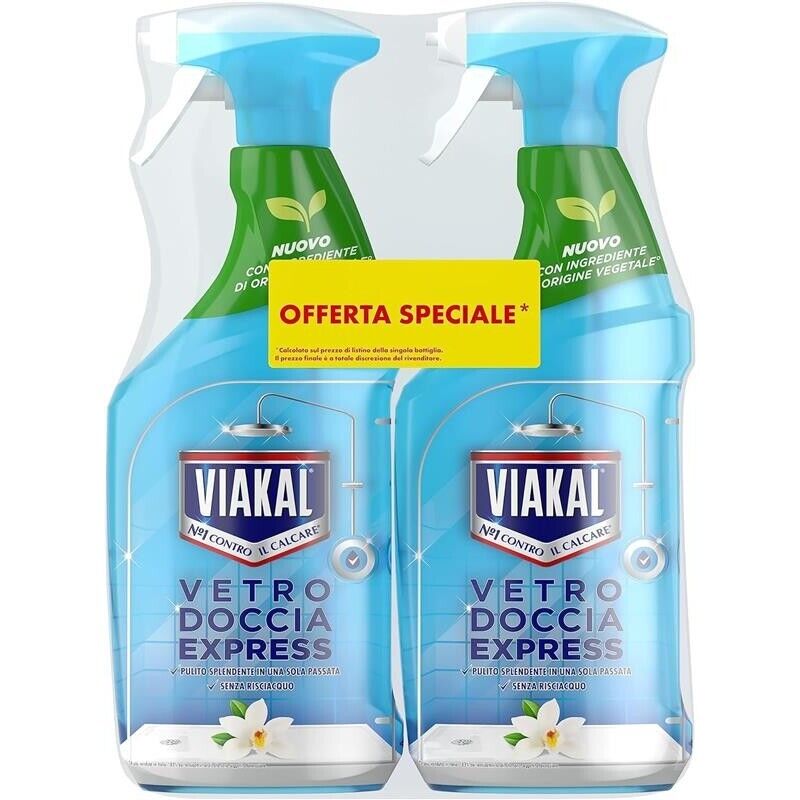 SET 2 VIAKAL VETRO DOCCIA EXPRESS FIORI ELEGANTI 720 ML SENZA RISCIACQUO