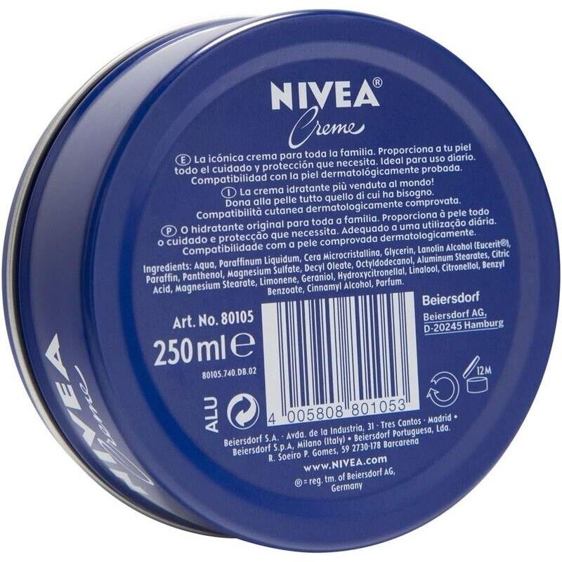 SET 4 NIVEA CREME MAXI CREMA MULTIUSO 250 ML BARATTOLO