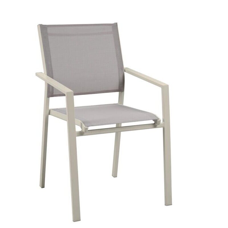 GARDEN SEDIA ALLUMINIO TEXLIENE CON SEDUTA COMODA COLOR TORTORA 55X55,5X88CM