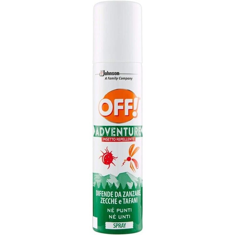 SET 2 JOHNSON REPELLENTE SPRAY ADVENTURE OFF ANTIZANZARE ZANZARE ZECCHE E TAFANI 100 ML
