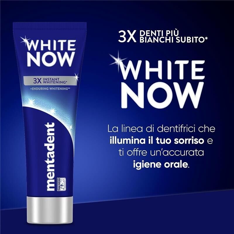 SET 6 MENTADENT DENTIFRICIO 75 ML WHITE NOW ORIGINAL