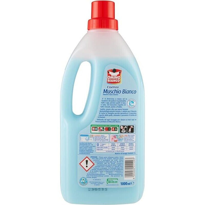 SET 4 OMINO BIANCO DETERSIVO BIVALENTE LIQUIDO LAVAGGIO A MANO E IN LAVATRICE ESSENZA MUSCHIO BIANCO 1000 ML
