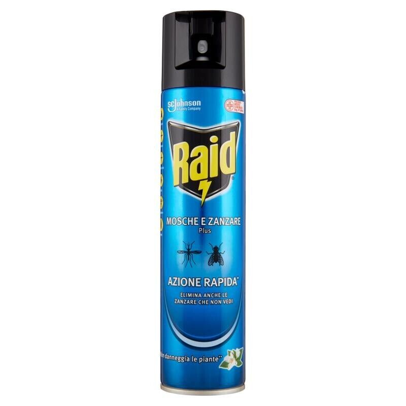 SET 12 RAID MOSCHE E ZANZARE SPRAY INSETTICIDA. ANTIZANZARE E ANTIMOSCHE. AZIONE RAPIDA. 400 ML
