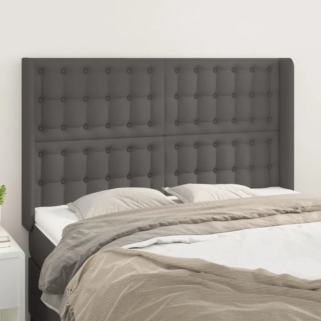 Testiera ad Orecchio-Testata con Orecchie Grigio 147x16x118/128cm in Similpelle 570288