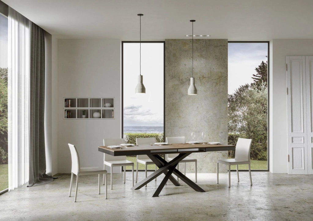 Tavolo allungabile 90x160/420 cm Volta Evolution Noce telaio Antracite
