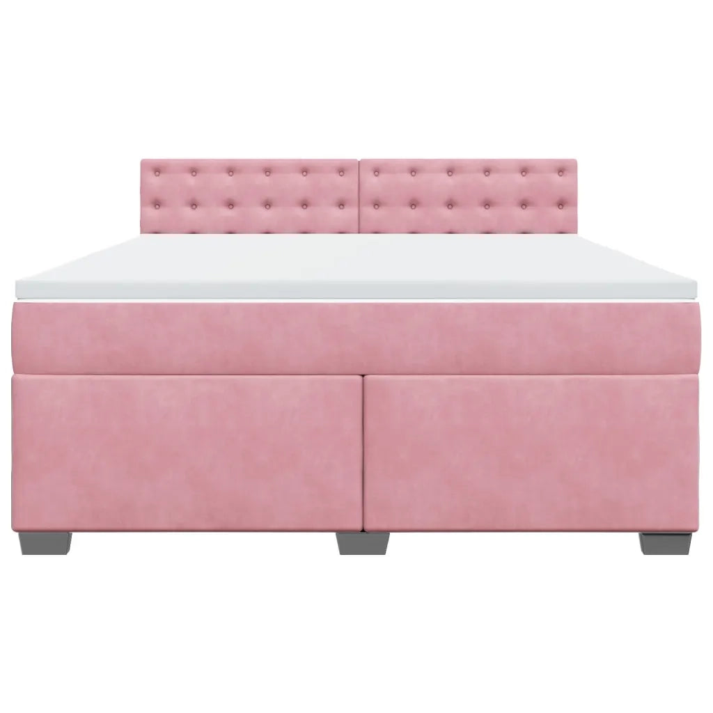 Giroletto a Molle con Materasso Rosa 180x200 cm in Velluto 3288695