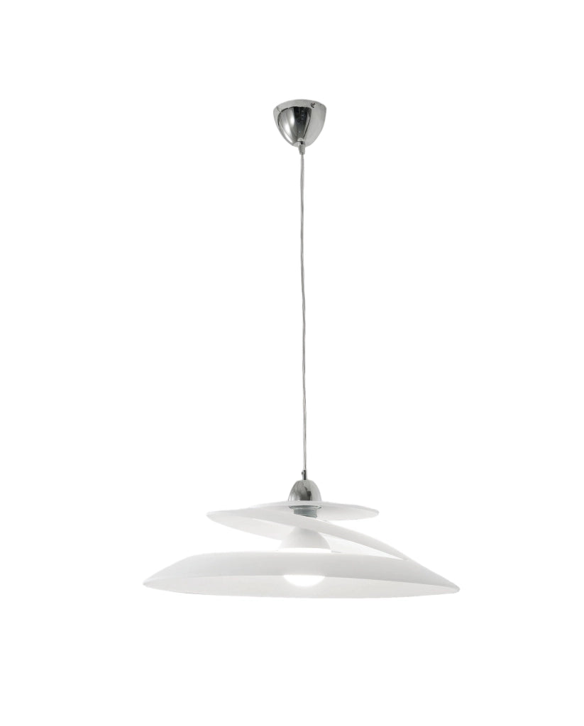 Lampada a Sospensione Aragon in Metallo e Vetro Bianco, Attacco E27 60W, Design Moderno ed Elegante per Interni IP20, Diametro 53 cm