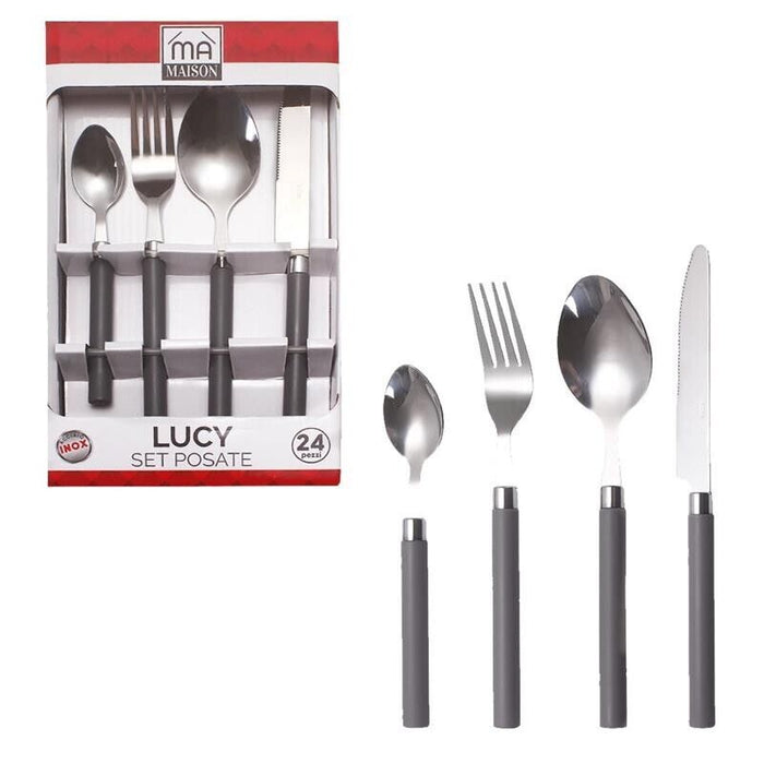 MAURY'S SET POSATE LUCY IN CONFEZIONE DA 24 PEZZI IN COLORE GRIGIO