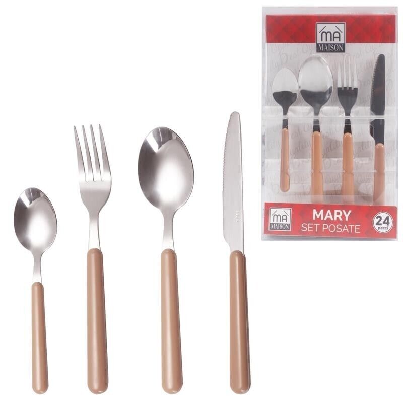 MAURY'S SET POSATE MARY IN CONFEZIONE DA 24 PEZZI IN COLORE CIPRIA