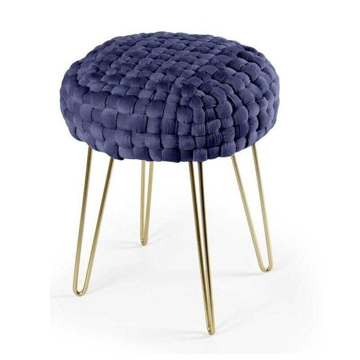 POUF PORTO IN VELLUTO CON GAMBE DORATE E TOP BLU 35 X H43 CM