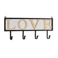 APPENDINO IN METALLO CON APPLICAZIONE IN LEGNO SCRITTA LOVE 46 X 20 X 6 CM