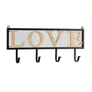 APPENDINO IN METALLO CON APPLICAZIONE IN LEGNO SCRITTA LOVE 46 X 20 X 6 CM