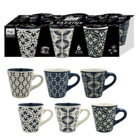 MA MAISON SET 6 TAZZINE ETNIC DA CAFFÈ FANTASIA POSITANO CON FIGURE GEOMETRICHE