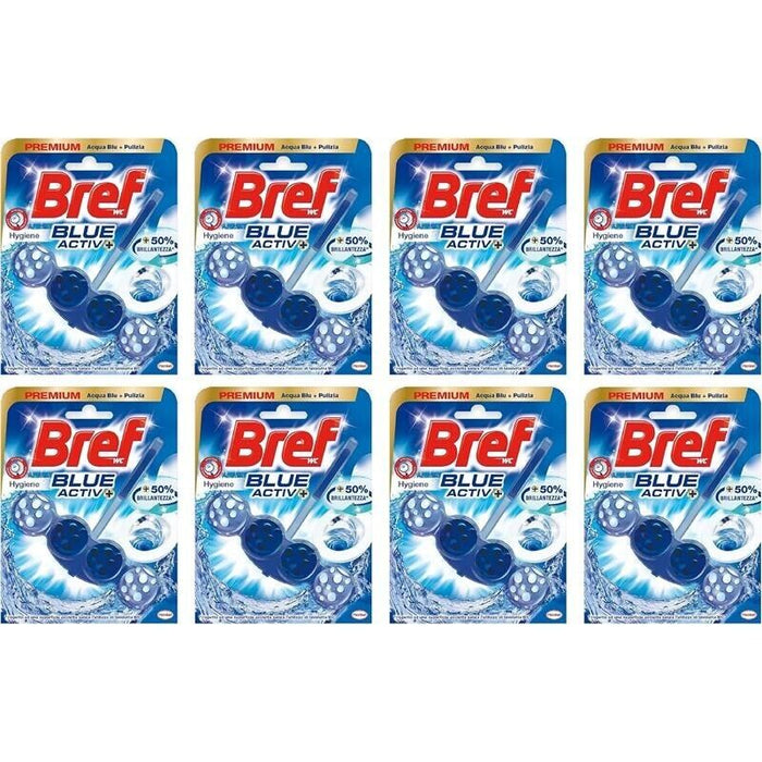 BREF SET 8 CONFEZIONI WC POWER ACTIV BLUE DETERGENTE PROFUMATORE IN PASTIGLIE IGIENIZZANTE FRESCO FORMATO 50 G