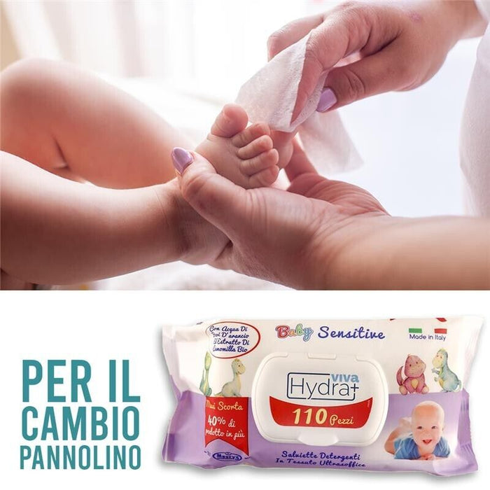 HYDRA VIVA+ 6 CONFEZIONI SALVIETTE DETERGENTI BABY SENSITIVE 660 PZ