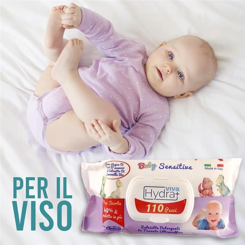 HYDRA VIVA+ 6 CONFEZIONI SALVIETTE DETERGENTI BABY SENSITIVE 660 PZ