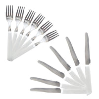 MAURY'S FORCHETTE E COLTELLI DA TAVOLA IN SET DA 12 PEZZI DI COLORE BIANCO