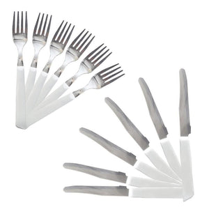 MAURY'S FORCHETTE E COLTELLI DA TAVOLA IN SET DA 12 PEZZI DI COLORE BIANCO
