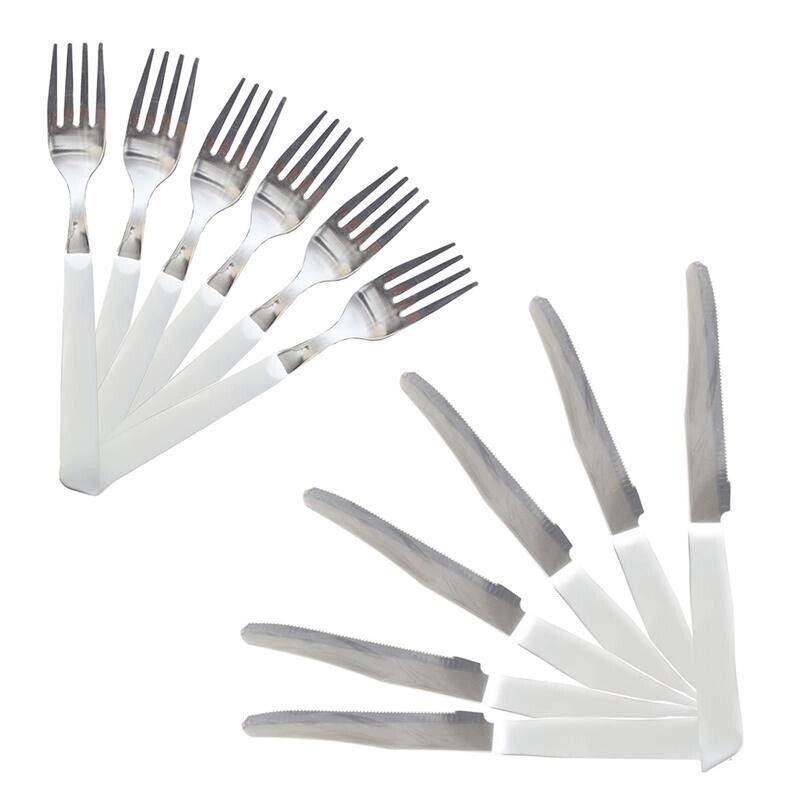 MAURY'S FORCHETTE E COLTELLI DA TAVOLA IN SET DA 12 PEZZI DI COLORE BIANCO