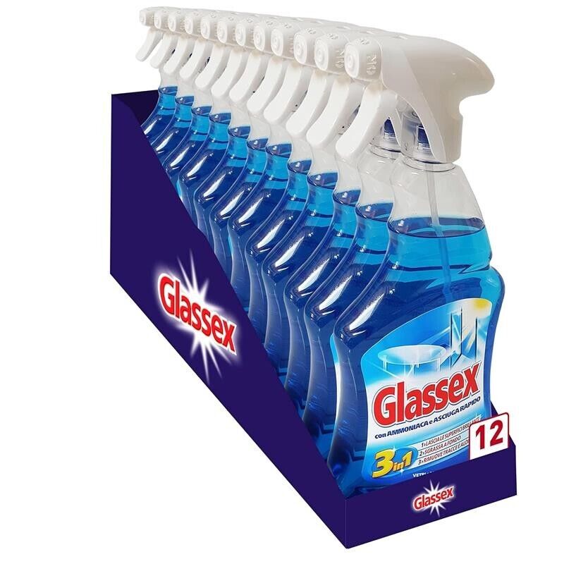 GLASSEX SET 12 PZ MULTIUSO SPRAY AMMONIACA 3IN1 500ML
