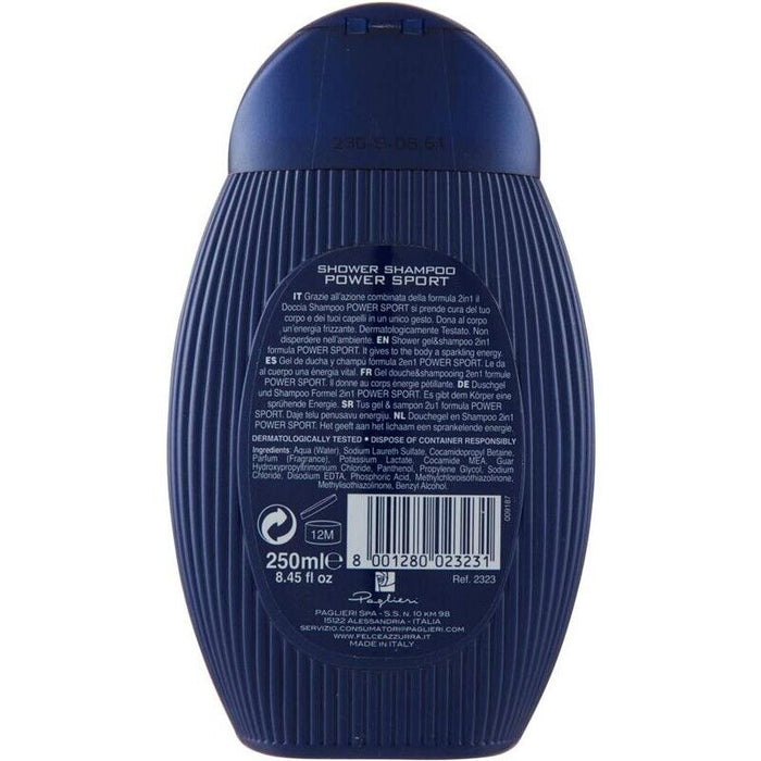 SET 6 FELCE AZZURRA POWER SPORT SHOWER DOCCIA SHAMPOO UOMO ENERGIZZANTE 250 ML