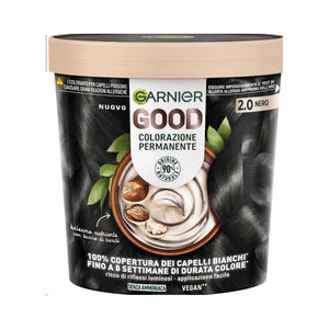 SET 2 GARNIER GOOD TINTA CAPELLI 2.0 NERO COLORAZIONE PERMANENTE SENZA AMMONIACA 90% NATURALE