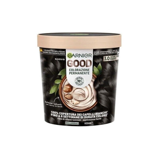 SET 2 GARNIER GOOD TINTA CAPELLI 3.0 CASTANO CIOCCOLATO FONDENTE COLORAZIONE PERMANENTE SENZA AMMONIACA 90% NATURALE