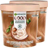 SET 2 GARNIER GOOD TINTA CAPELLI 7.12 BIONDO CAPPUCCINO COLORAZIONE PERMANENTE SENZA AMMONIACA 90% NATURALE