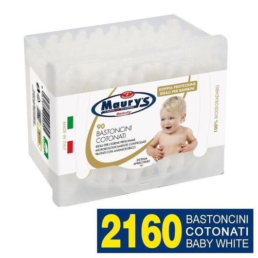 2160 MAURY'S COTTON FIOC BASTONCINI COTONATI PER BAMBINI E NEONATI BIANCHI