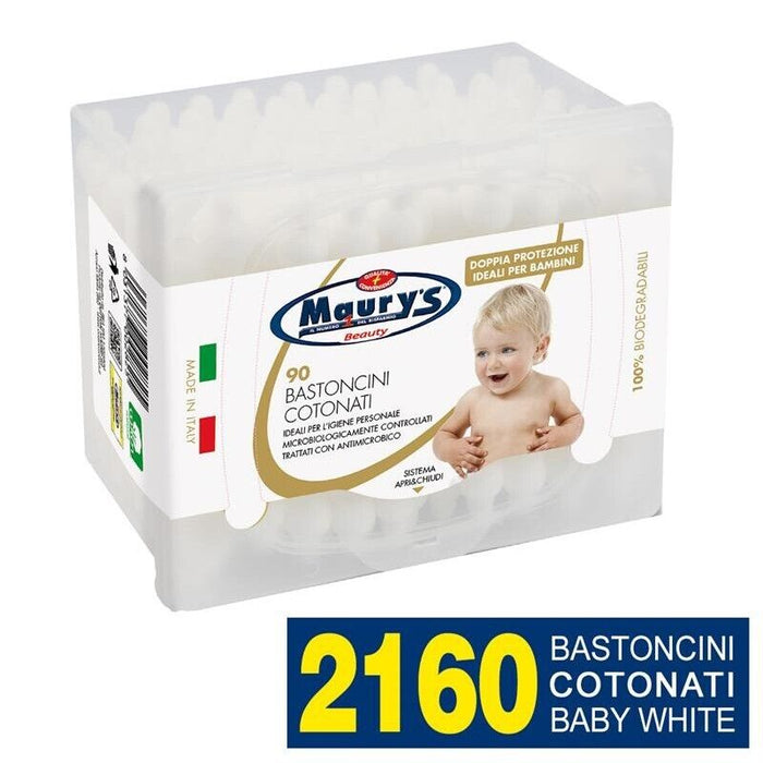 2160 MAURY'S COTTON FIOC BASTONCINI COTONATI PER BAMBINI E NEONATI BIANCHI