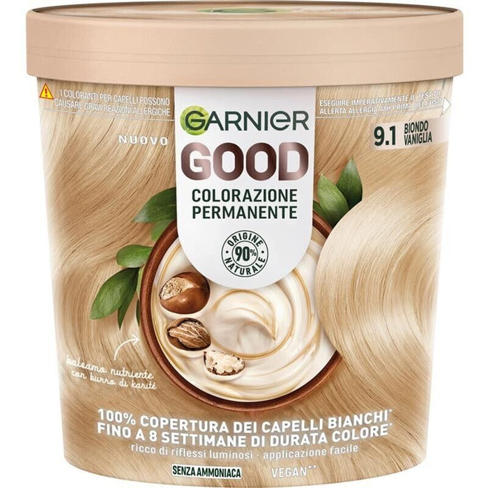 SET 2 GARNIER GOOD TINTA CAPELLI 9.1 BIONDO VANIGLIA COLORAZIONE PERMANENTE SENZA AMMONIACA 90% NATURALE