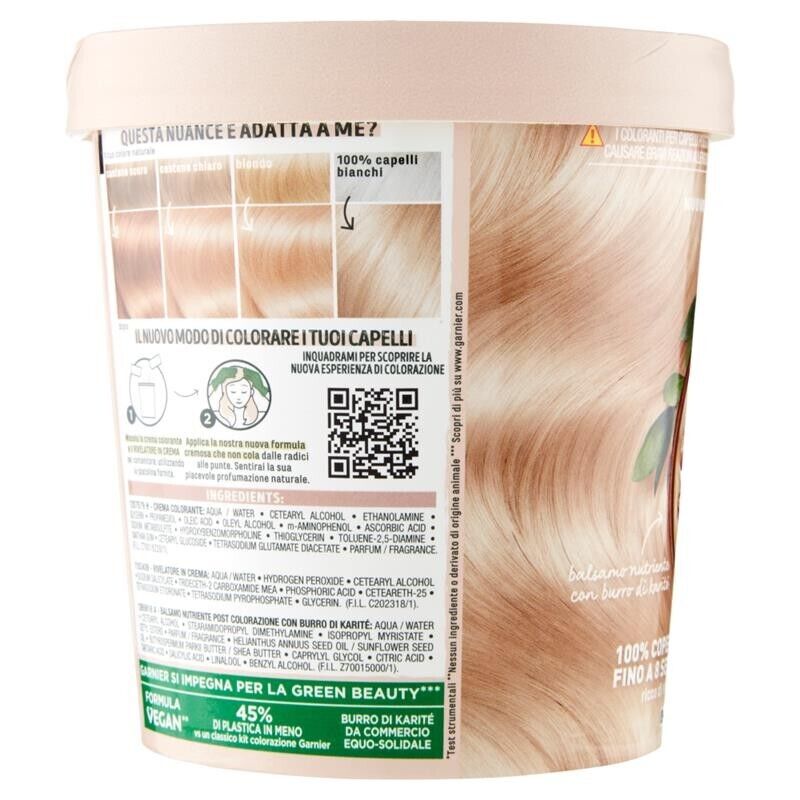 SET 2 GARNIER GOOD TINTA CAPELLI 9.1 BIONDO VANIGLIA COLORAZIONE PERMANENTE SENZA AMMONIACA 90% NATURALE