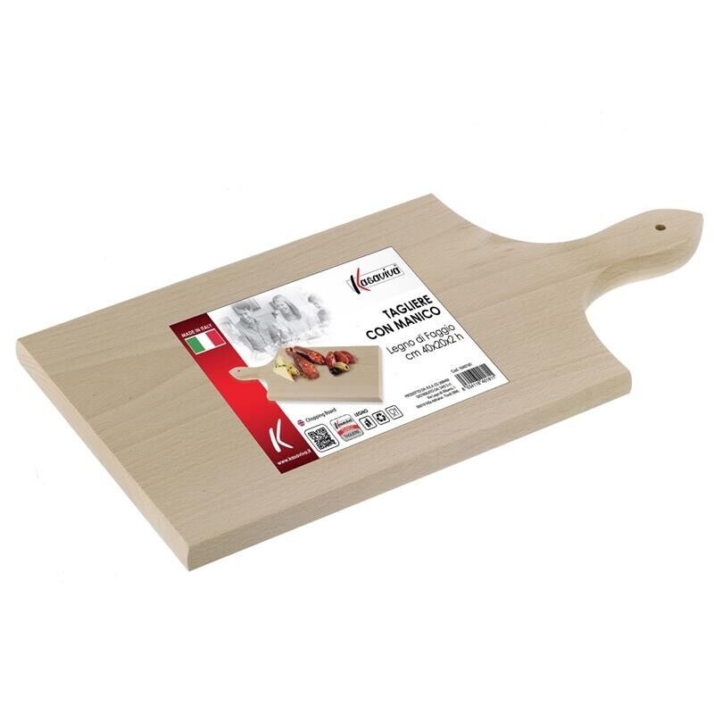 TAGLIERE IN LEGNO FAGGIO CON MANICO 40X20X2 H CM IDEALE PER LA TUA CUCINA