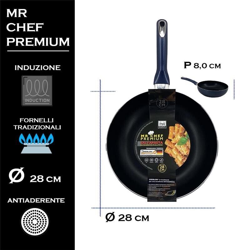 MA MAISON MR CHEF PREMIUM SALTAPASTA CM.28 ANTIADERENTE IN ALLUMINIO CUCINA TRADIZIONALE E INDUZIONE