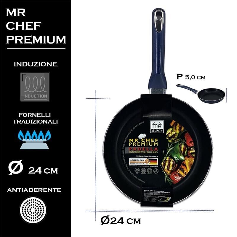 MA MAISON MR CHEF PREMIUM PADELLA CM.24 ANTIADERENTE IN ALLUMINIO CUCINA TRADIZIONALE E INDUZIONE