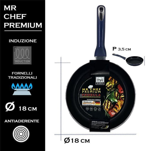 MA MAISON MR CHEF PREMIUM PADELLA CM.18 ANTIADERENTE IN ALLUMINIO CUCINA TRADIZIONALE E INDUZIONE
