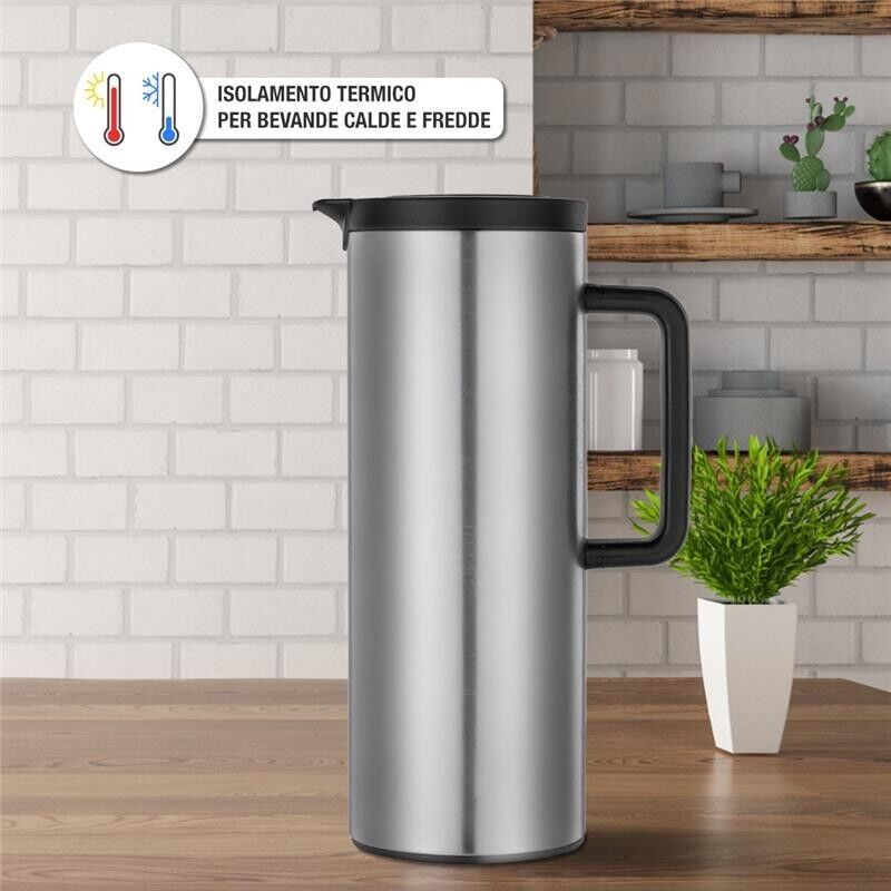 MA MAISON CARAFFA TERMICA INOX CM.11X30 H CON COMODO MANICO IN COLORAZIONE ACCIAIO