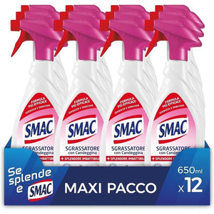 SMAC MAXI PACCO 12 PZ SPRAY SGRASSATORE 650 ML DISINFETTANTE CON CANDEGGINA