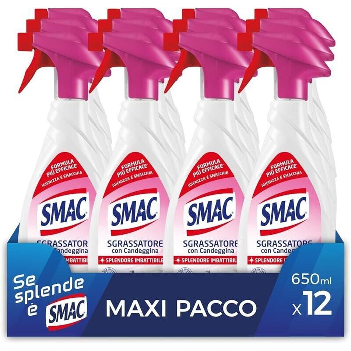SMAC MAXI PACCO 12 PZ SPRAY SGRASSATORE 650 ML DISINFETTANTE CON CANDEGGINA