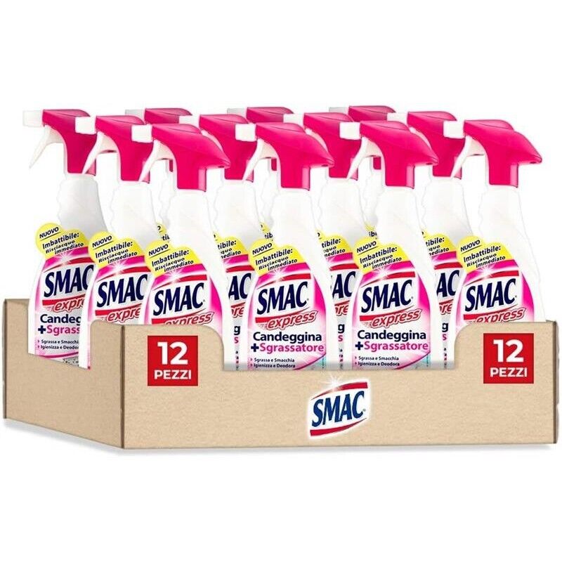 SMAC MAXI PACCO DA 12 PEZZI DI SPRAY SGRASSATORE 650 ML DISINFETTANTE CON CANDEGGINA