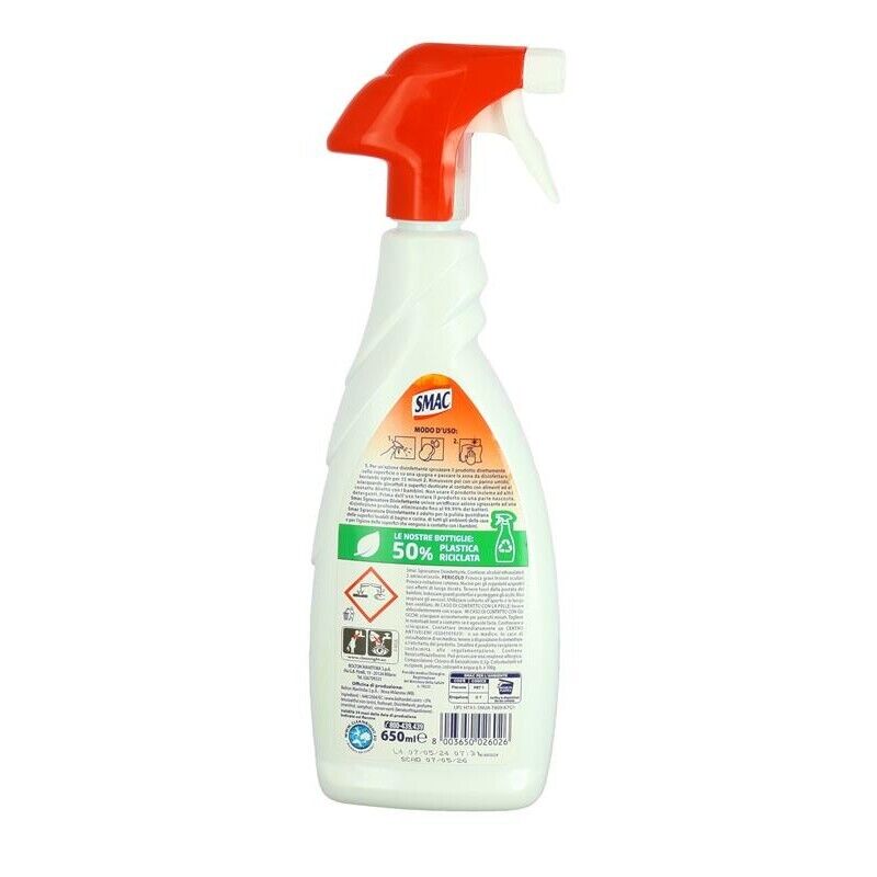 SMAC MAXI PACCO 12 PZ SPRAY SGRASSATORE 650 ML DISINFETTANTE CON CANDEGGINA