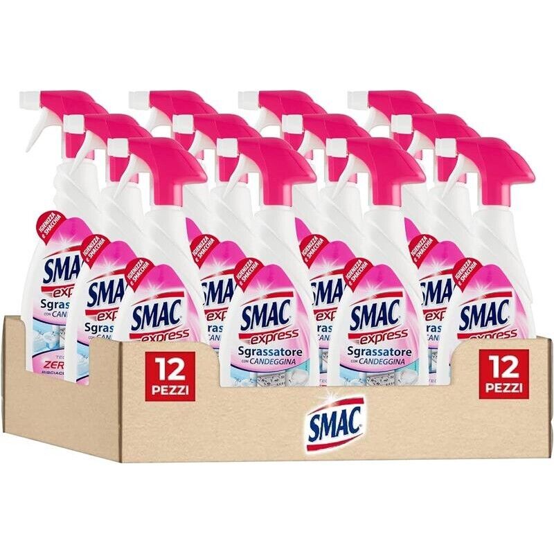 SMAC MAXI PACCO 12 PZ SPRAY SGRASSATORE 650 ML DISINFETTANTE CON CANDEGGINA