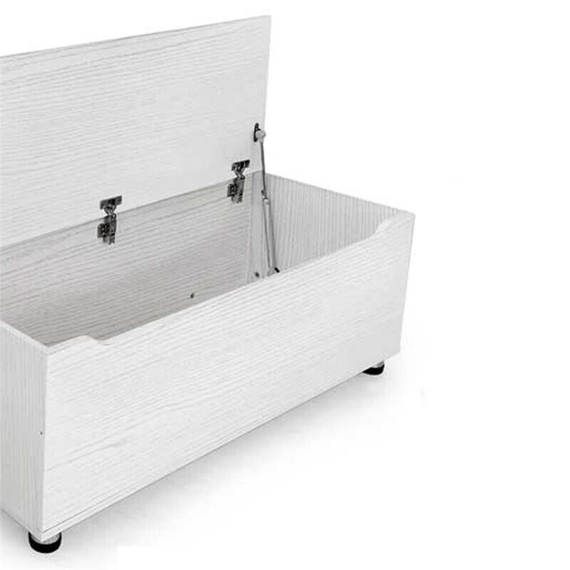 PANCA CONTENITORE REALIZZATA IN LEGNO100X40X35 CM COLORE BIANCO