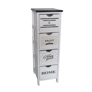 MAURY'S MOBILE ENJOY DA ARREDO SLIM IN LEGNO BIANCO CON SCRITTE E TOP NERO DIMENSIONI 26 X 32 X 81 CM