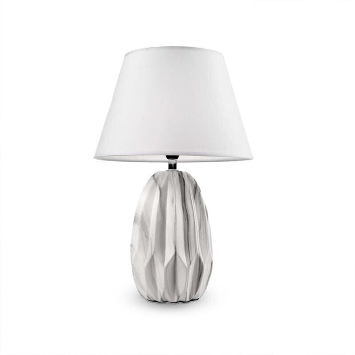LAMPADA DA TAVOLO IN CERAMICA CON BASE EFFETTO MARMO DA 42 CM IN COLORE BIANCO