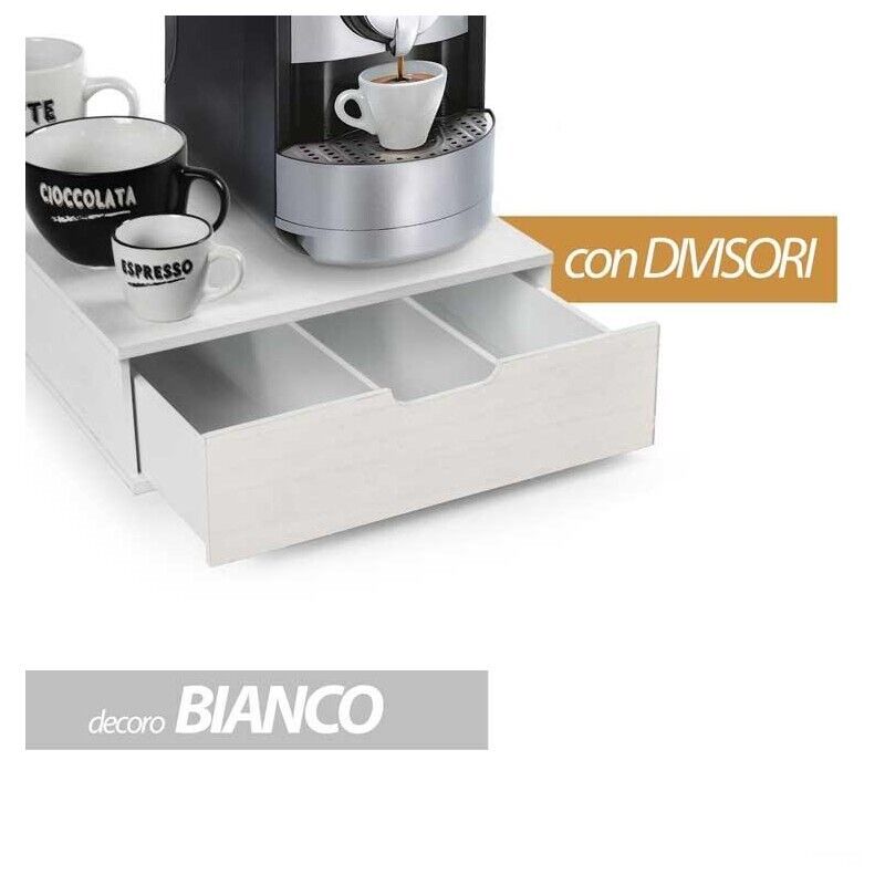 MAURY'S CASSETTO ORGANIZER IN LEGNO CON DIVISORI PER OGGETTI  PRODOTTO 32P X 29L X 10H CM BIANCO