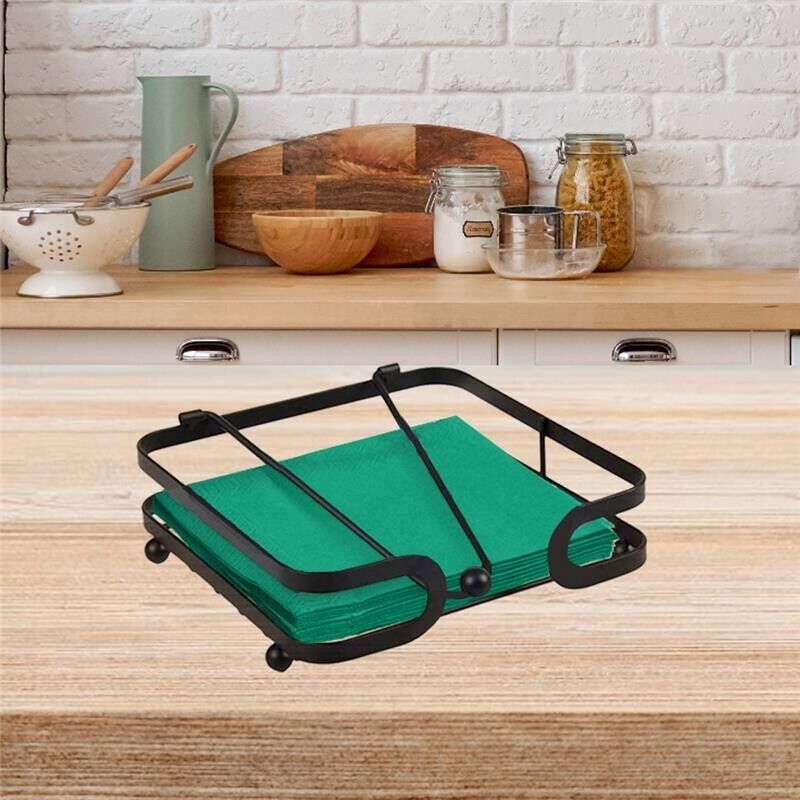 PORTA TOVAGLIOLI CLIP IN METALLO 18X18X5 CM IN COLORE NERO