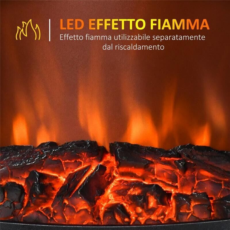 CAMINO ELETTRICO EFFETTO FIAMMA E 3 LATI APERTI  39X26X54.8CM COLORE NERO