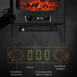 CAMINO ELETTRICO EFFETTO FIAMMA E 3 LATI APERTI  39X26X54.8CM COLORE NERO